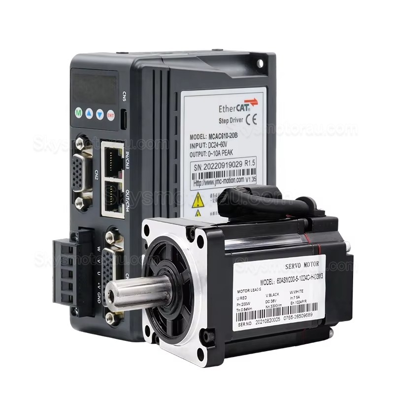 36V 200W 60mm DC Servo Motor Kit 60ASM200-5-1024C+MCAC610 0.64N.m 3000 RPM with MCAC610 Servo Driver